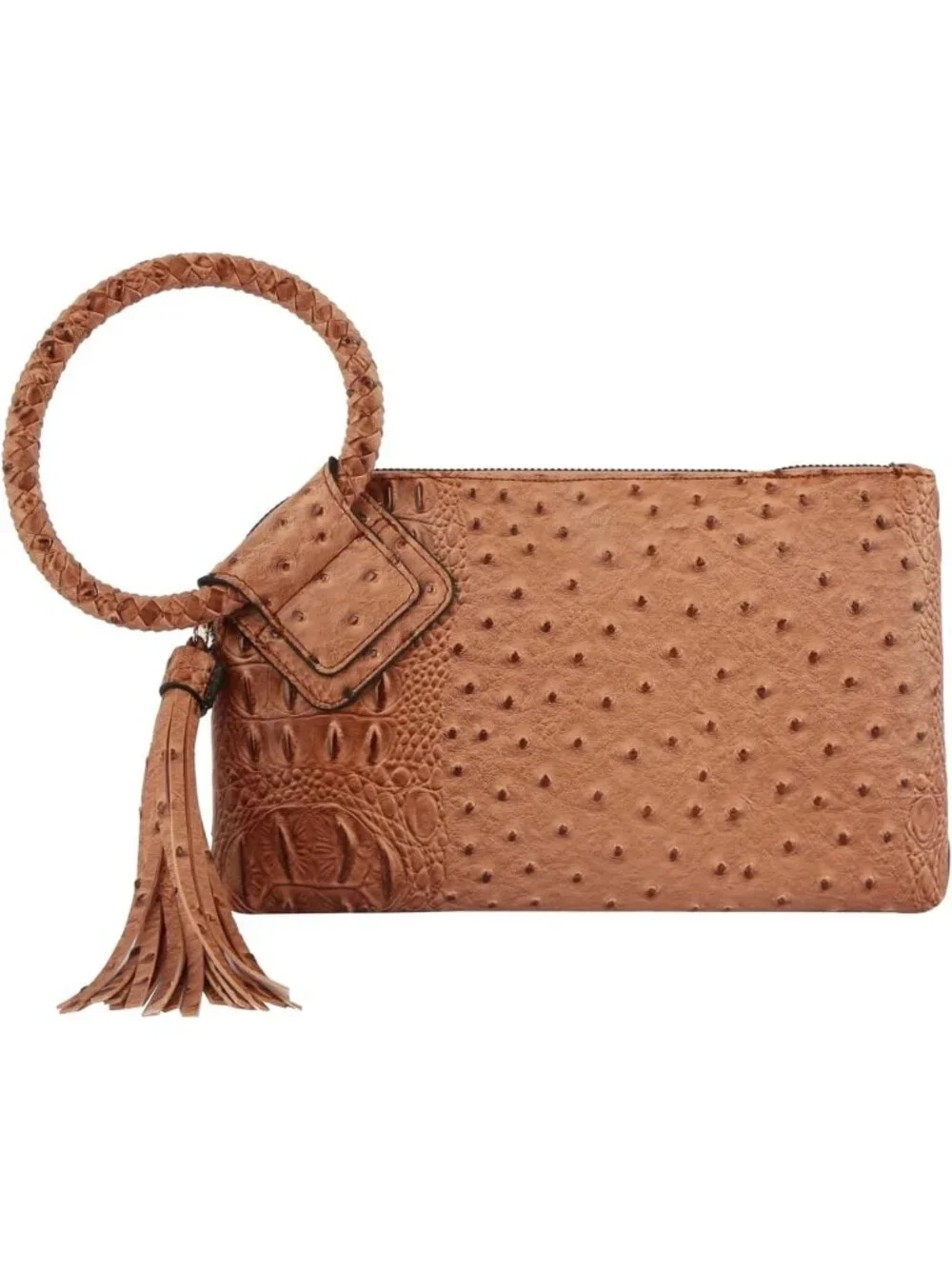 Women's Dark Brown Leather Formal Purse Wristlet Wallet Casual Evening Handbag